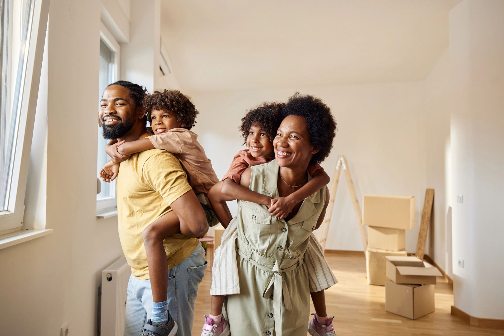 Family celebrating their new home together